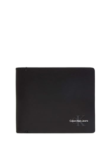Calvin Klein Jeans Men Monogram Soft Bifold W/Coin, Black, One Size