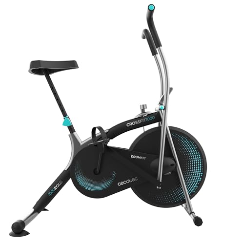 Cecotec Cyclette Statica Drumfit Crossfit 1000 Eolo, Resistenza All'Aria Regolabile Manualmente, Sella Regolabile Verticalmente, Display Lcd, Pedalata