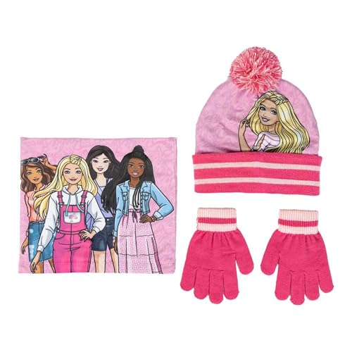 Set 3 Pezzi Snood Barbie (Cappello, Mutandine Collo E Guanti) 2/8 Anni.