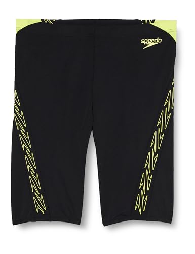 Speedo Men'S Hyperboom Splice Jammer Swimming Trunks | Quick Drying | Training | Fitness | Chlorine Resistant, Black/Lemon Drizzle, 28