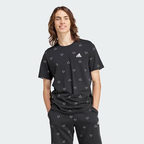 Adidas Uomo Seasonal Essentials Monogram Graphic Tee (Plus Size), Black, M Extra Tall