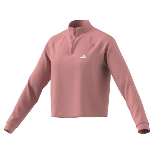 Adidas Donna Train Essentials Minimal Branding 1/4-Zip Cover Up, Semi Pink Spark, Xl