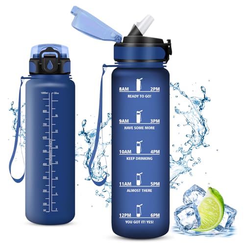 Vikaster Borracce Acqua, 1000Ml Borraccia Con Cannuccia, Water Bottle Senza Bpa & Prova Di Perdite, Bottiglia Acqua Sportiva Per Bambini Scuola, Bici,