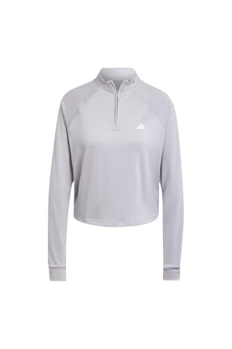 Adidas Donna Train Essentials Minimal Branding 1/4-Zip Cover Up, Glory Grey, Xs