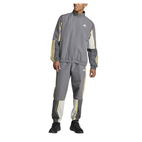 Adidas Uomo Sportswear Colorblock 3-Stripes Track Suit, Grey Five, S