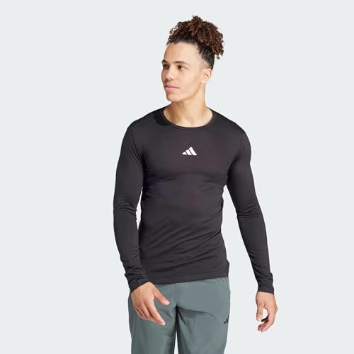 Adidas Uomo Workout Long Sleeve Tee, Black/White, L