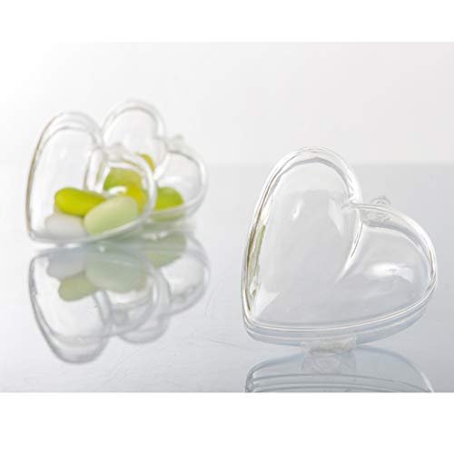 Aurora Store 20 Scatole A Forma Cuore Plexiglass Trasparente Bomboniere Confetti 6.5X6.2 Cm