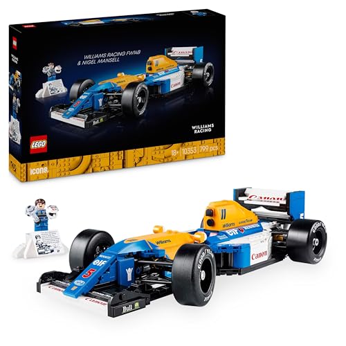 Lego Icons Williams Racing Fw14B E Nigel Mansell - Modellino Di Auto F1 Da Costruire Con Minifigure Del Pilota Da Collezione, Trofeo E Supporto Da Esp