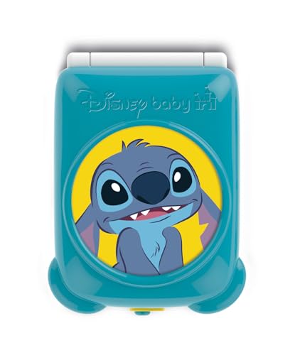 Clementoni Disney Baby - Stitch Flip Phone, Telefono Bambini 9-36 Mesi, Centro Attività Con 4 Tasti Per Stimolare Il Gioco Imitativo Con Luci E Suoni,