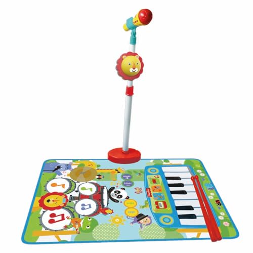 Claudio Reig - Tappeto Batteria E Pianoforte Fisher Price Con Micro Piedi E Bacchette, Multicolore (2727)