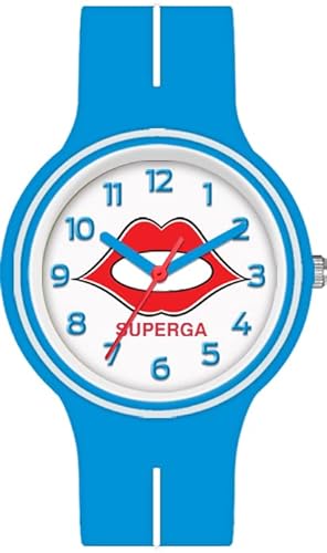 Superga Orologio Da Bambino/A Solo Tempo Dettagli Multicolor. Cassa In Acciaio, Cinturino In Silicone. Water Resistent 3 Atm. (Azzurro)