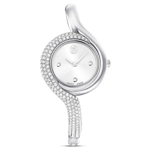 Swarovski Orologio Dextera Asimmetrico, Swiss Made, Bracciale In Metallo, Tono Argento, Acciaio Inossidabile