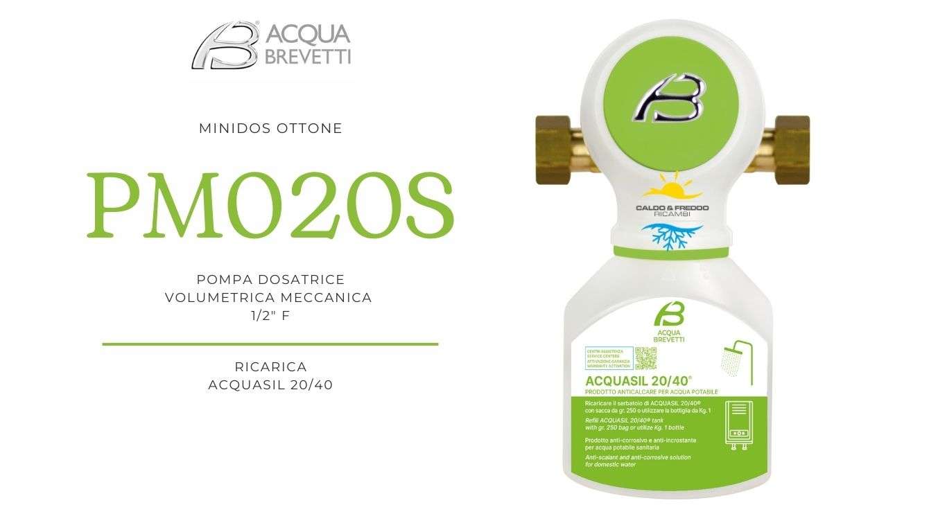 Acqua brevetti pompa dosatrice anticalcare minidos con attacco in ottone da 1/2 f - pm020s