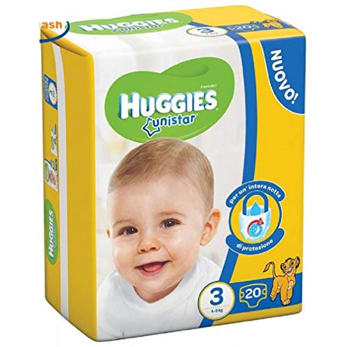 4 X Huggies Pannolini Bimbi Unistar Midi Taglia 3 4-8Kg 20 Pz