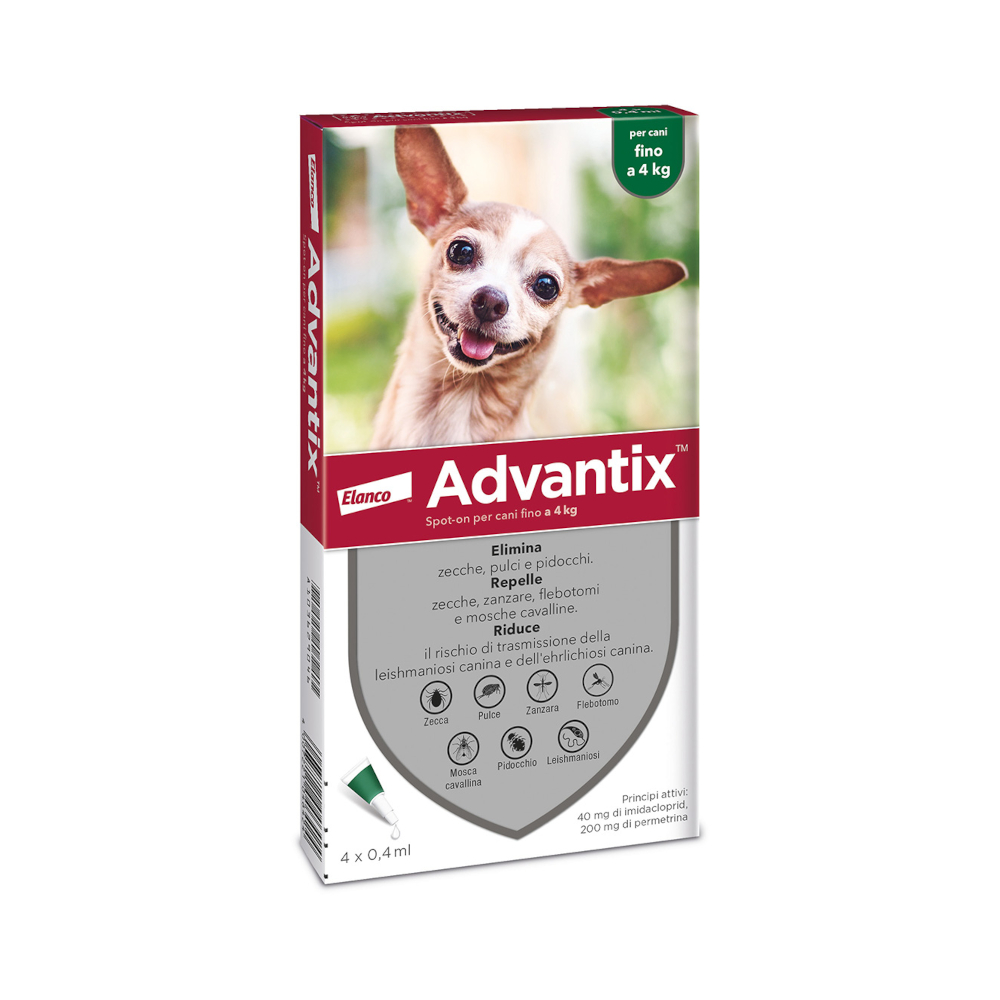 Lista prodotti Advantix Spot-on per cane - 4 pipette per cani fino a 4 kg (0,4 ml)