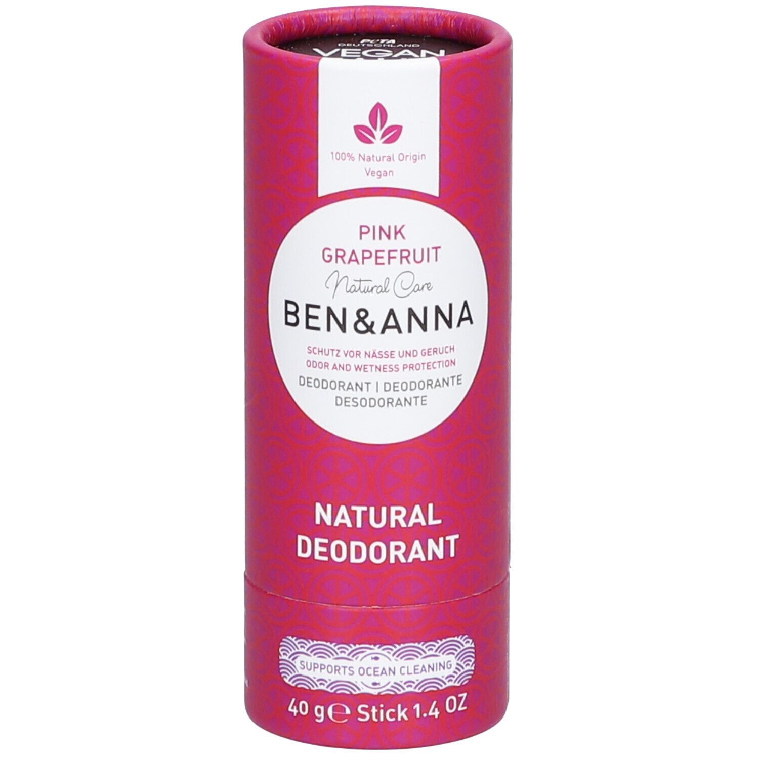 Ben & Anna - Deodorante Papertube Pompelmo Rosa 40 g Stick