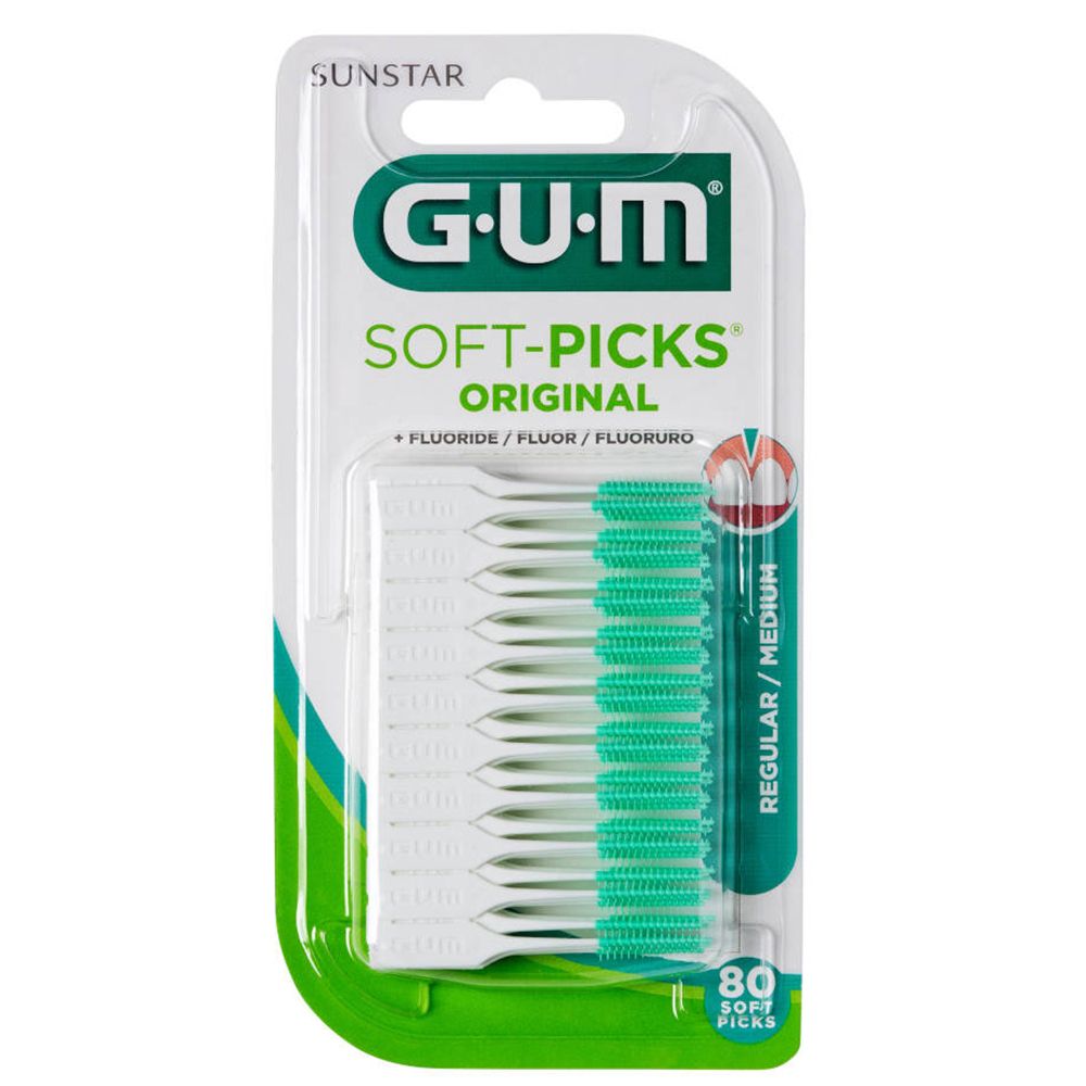 GUM® Soft-Picks® Original Medium + Fluoruro di Sodio 80 pz Stuzzicaden