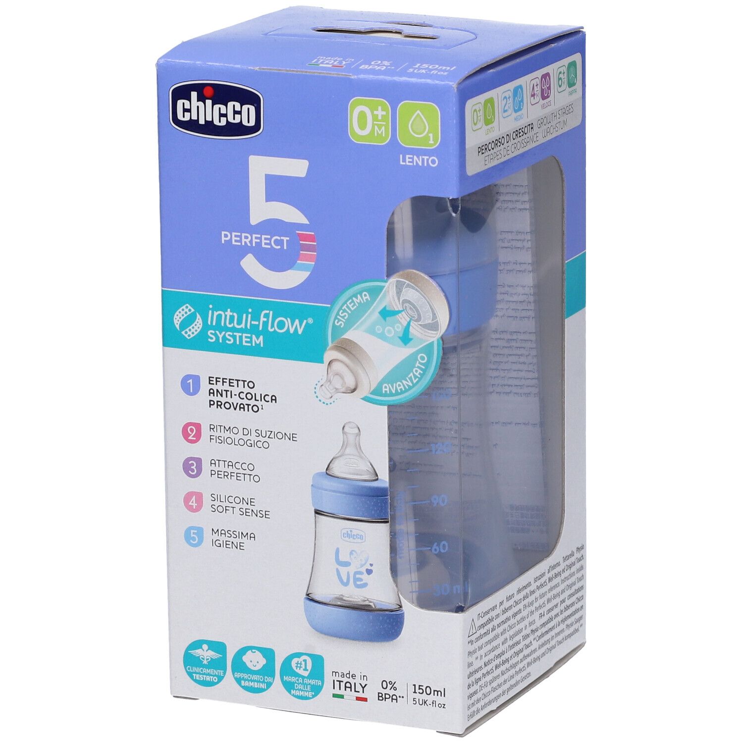 Chicco Biberon P5 150ml Slow Silicone Boy 1 pz Altro