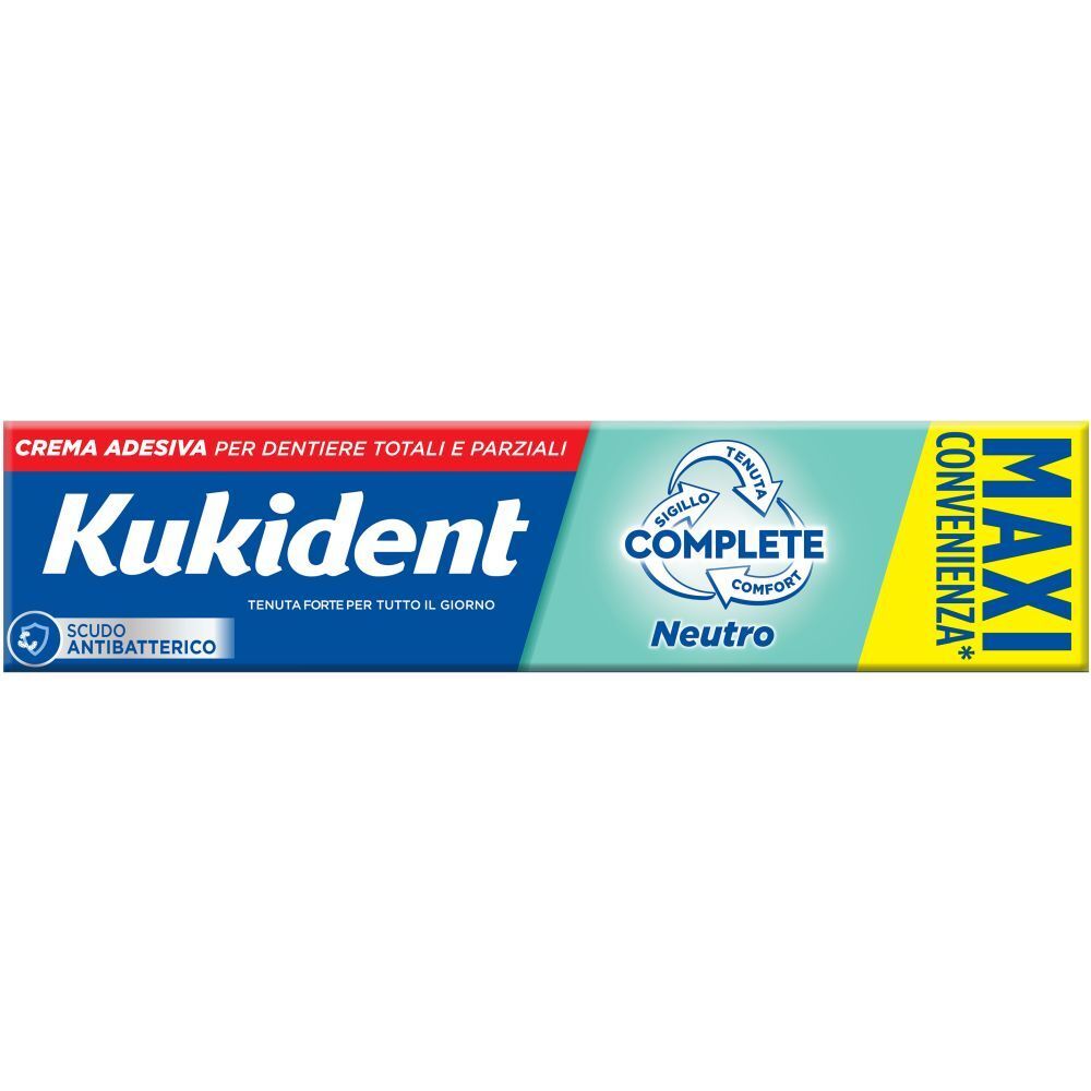 Kukident Complete Neutro Crema Adesiva per Dentiere Totali e Parziali