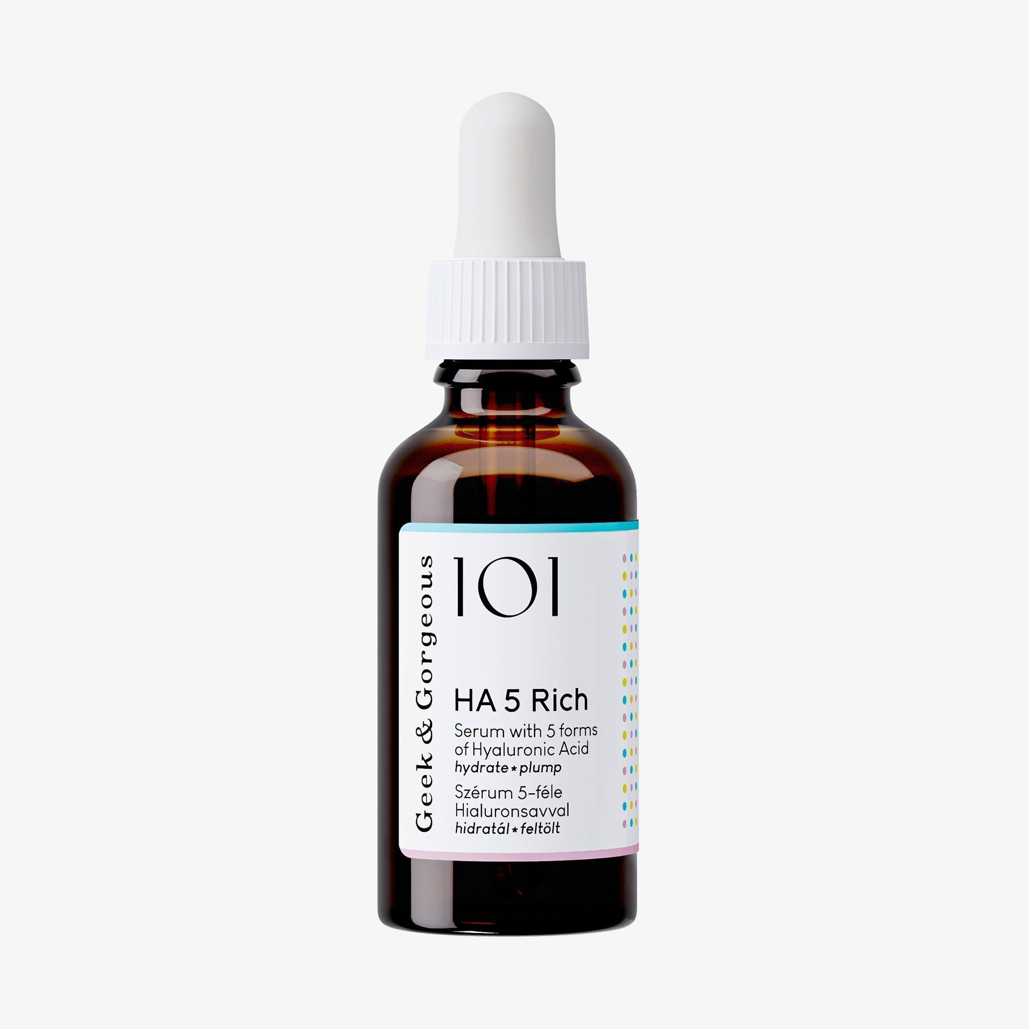 Geek & Gorgeous HA 5 Rich Serum con tipi di acido ialuronico, idratant