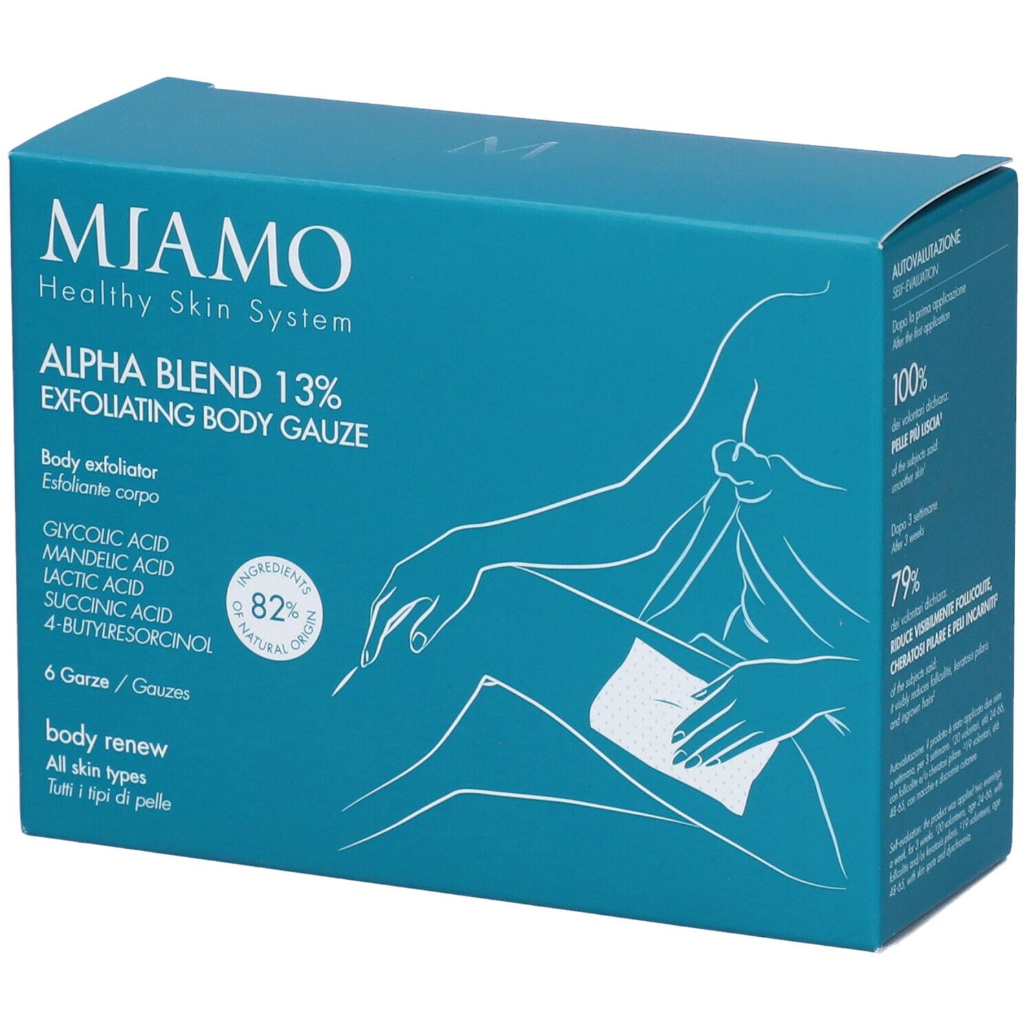 Miamo Body Renew Alpha Blend 13% Exfoliating Gauze Inbevute 72 g Garza