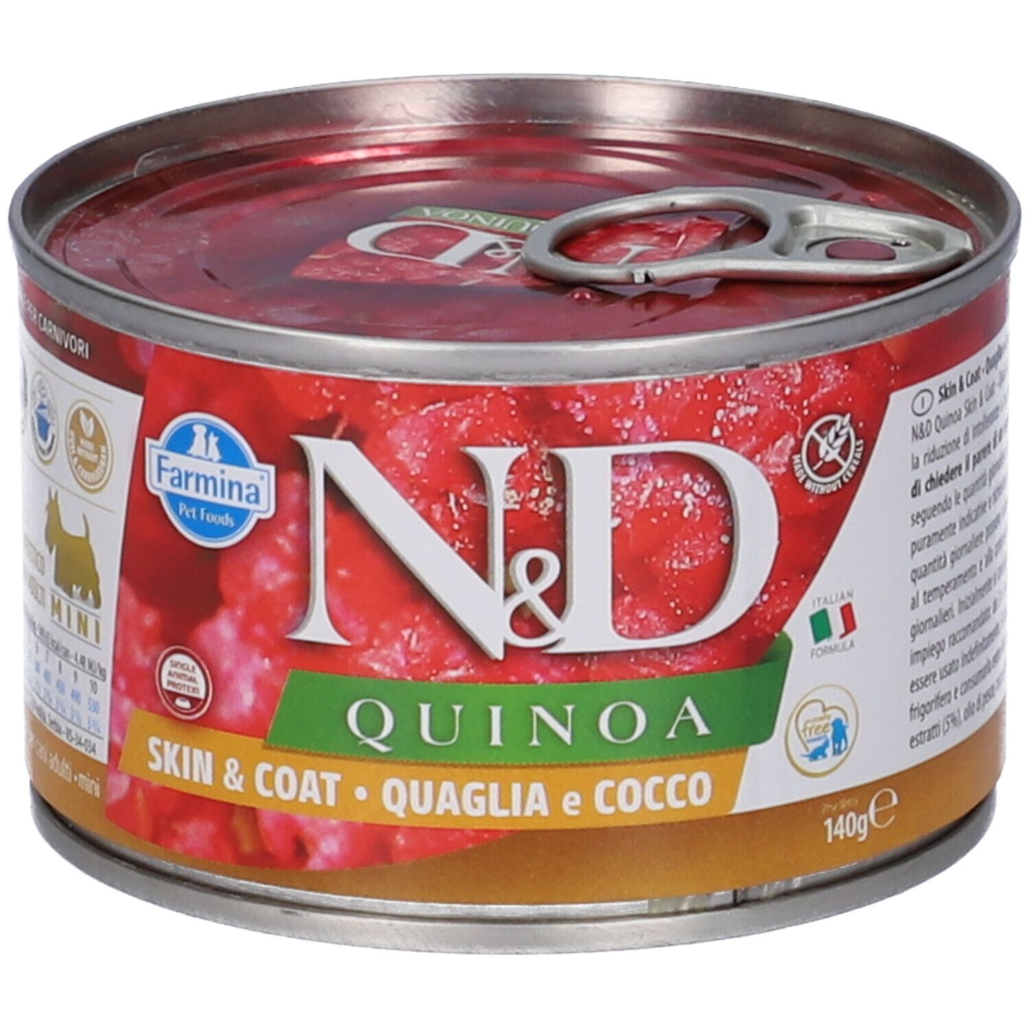 N&D Quinoa Canine Skin&coat Quail - Mini Wet Food 140 g Mangime