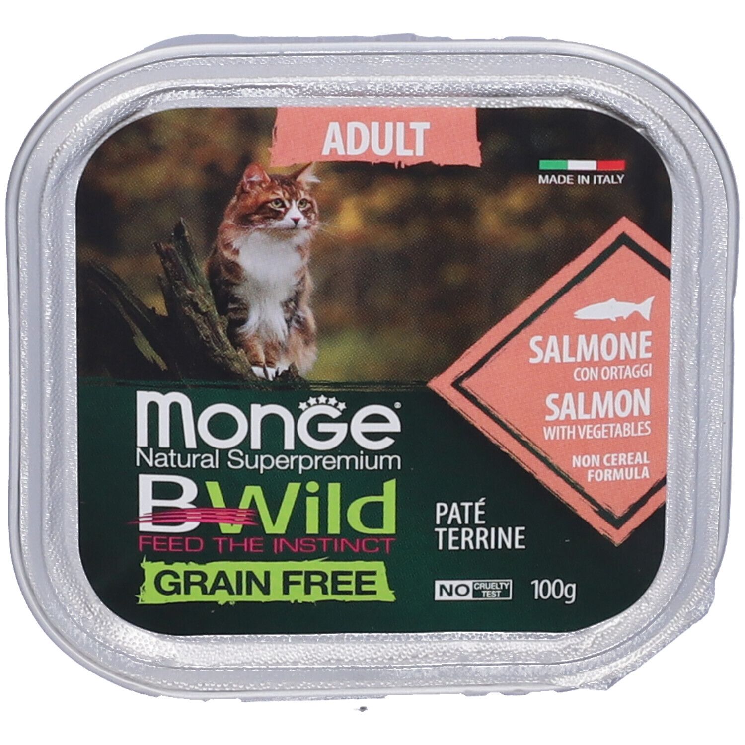 Monge Bwild Adult Cat Merluzzo, Gamberetti e Ortaggi 100 g Mangime