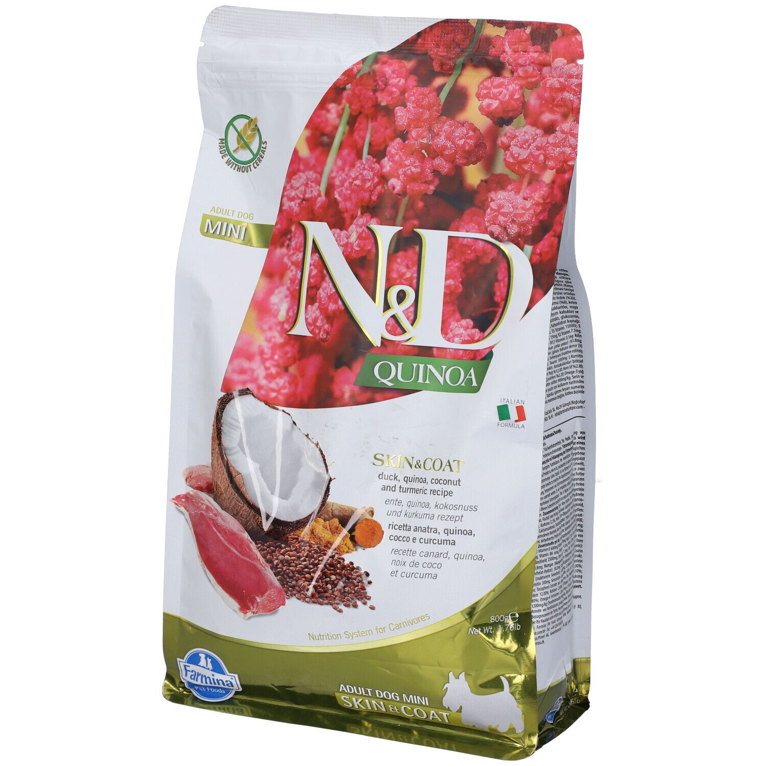 Farmina N&D Quinoa Dog Skin&coat Anatra Cocco E Curcuma Adult Mini 800