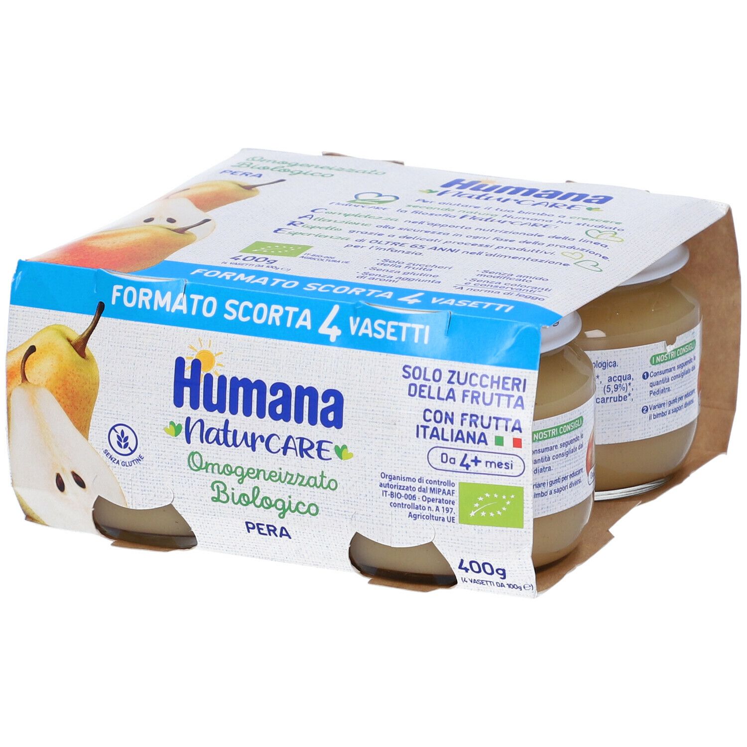 Humana Omogeneizzato Biologico Pera 4x100 g Pappa