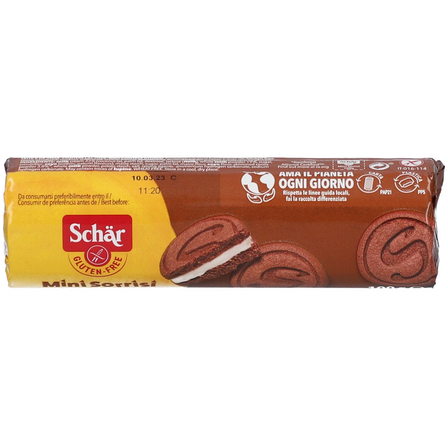 Schär Mini Sorrisi Gluten Free Cacao e Crema Latte 100 g Biscotti