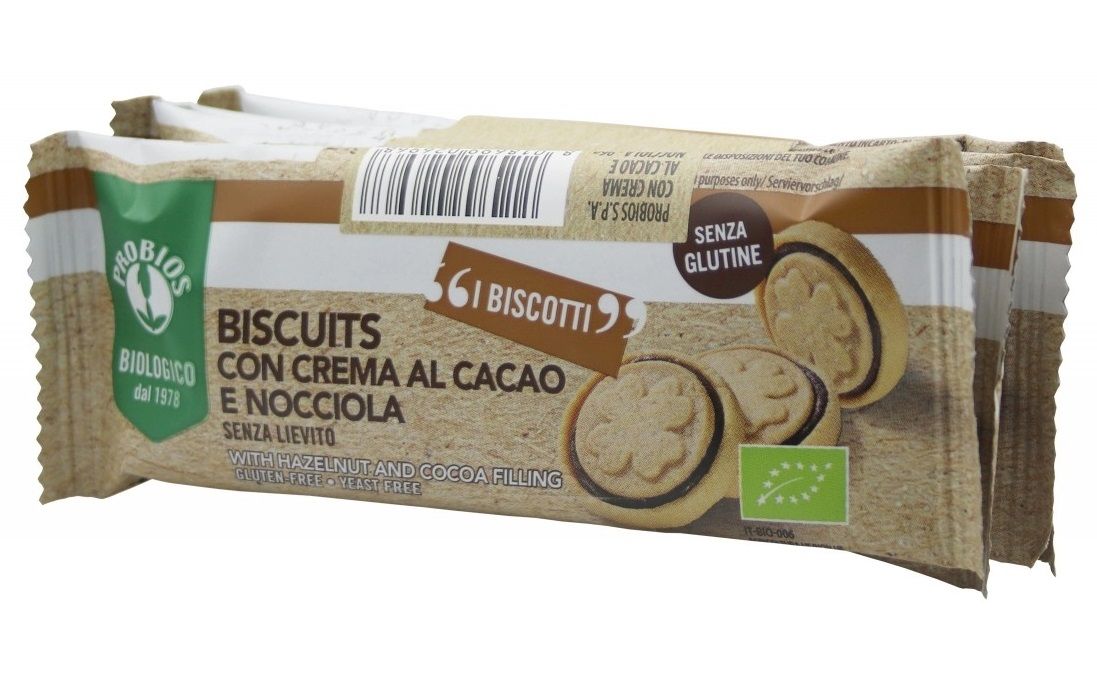 Biscuit con Crema al Cacao e Nocciola Senza Glutine - Probios 96 g