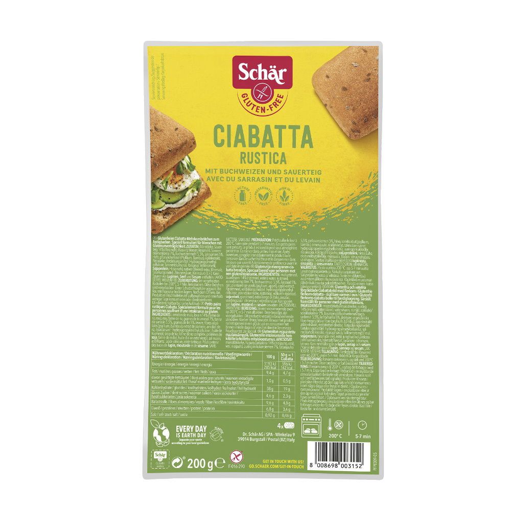 Pane Senza Glutine Ciabattine Rustiche - Schär 200 g