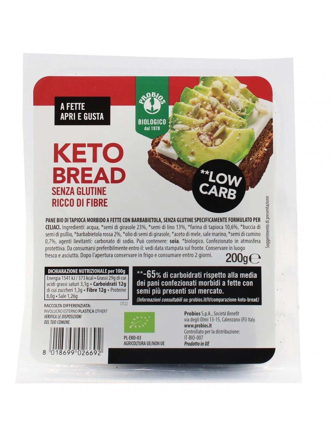 Keto Bread Pane Senza Glutine - Probios 200 g