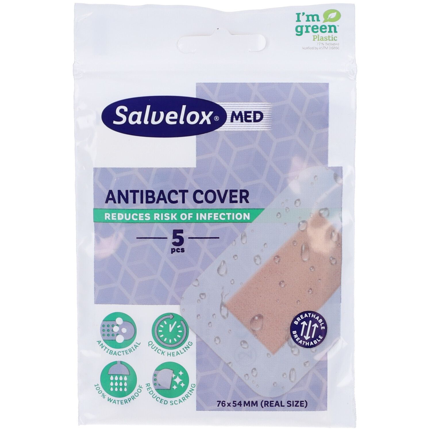 Salvelox Med Antibact Cover Cerotti 76mm x 54mm 5 pz Cerotto