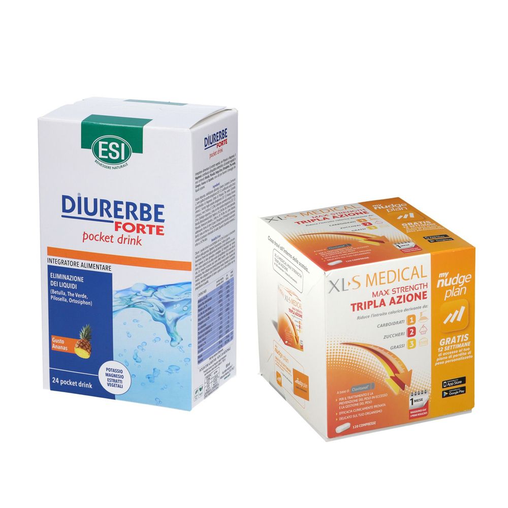 XLS Medical Max Strength + Diurerbe Forte Pocket drink Ananas 1 pz Alt