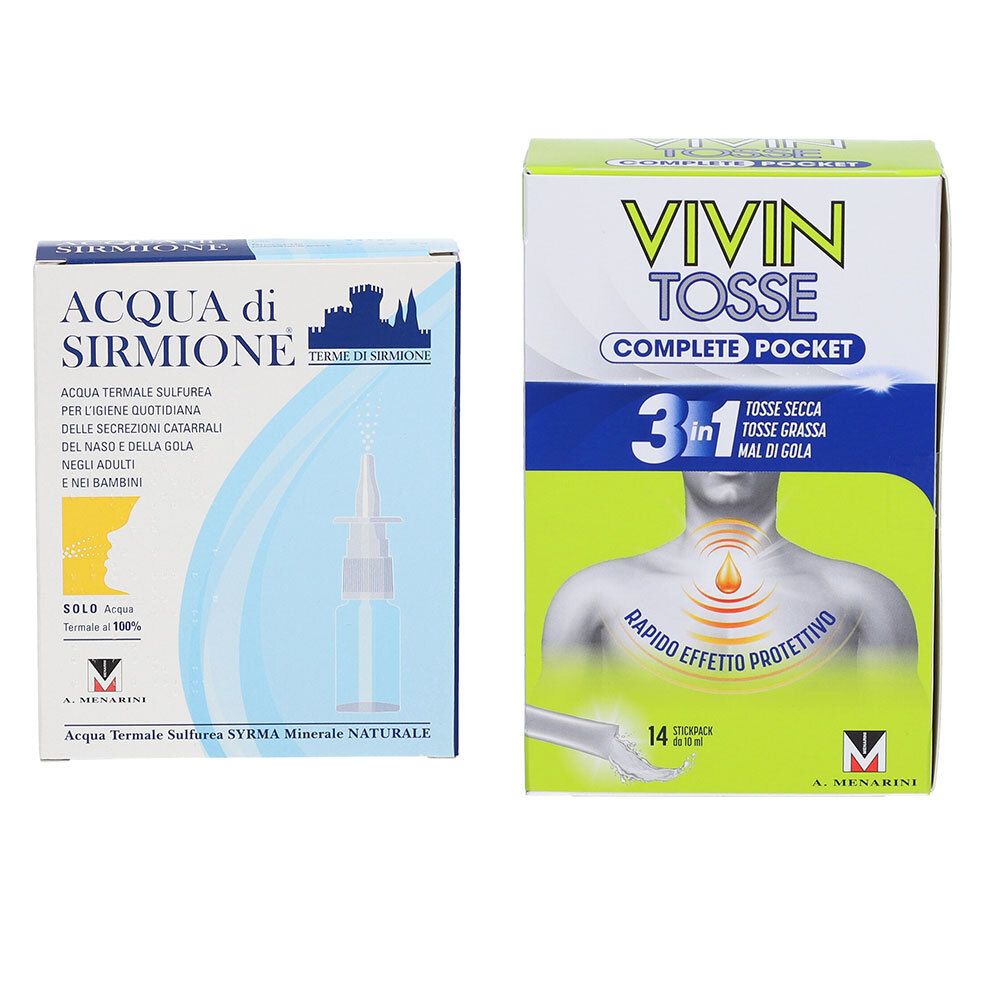 Acqua di Sirmione® + Vivin Tosse Complete 3in1 Pocket Secca, Grassa, M