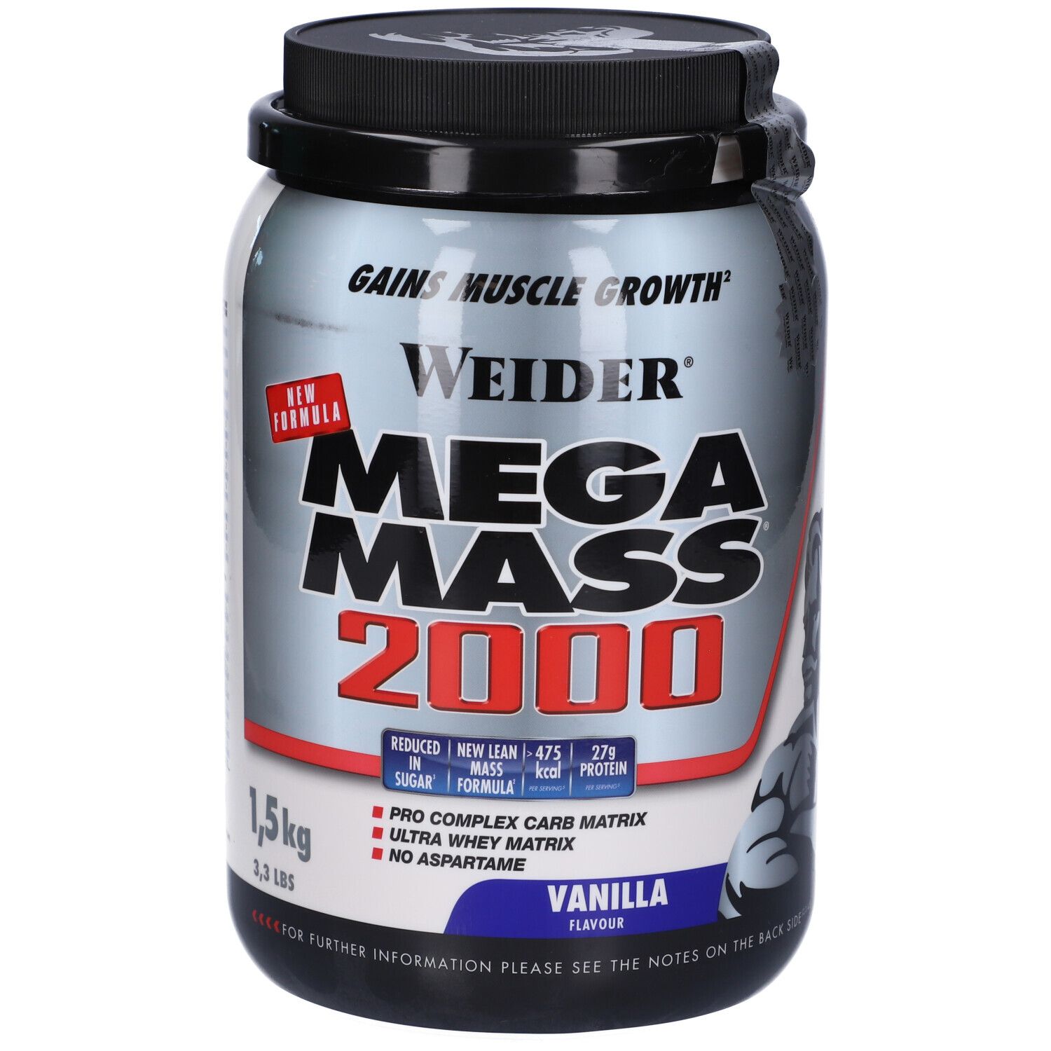 Weider Super Mega Mass 2000 Vaniglia 1,5 Kg 1500 g Polvere per soluzio