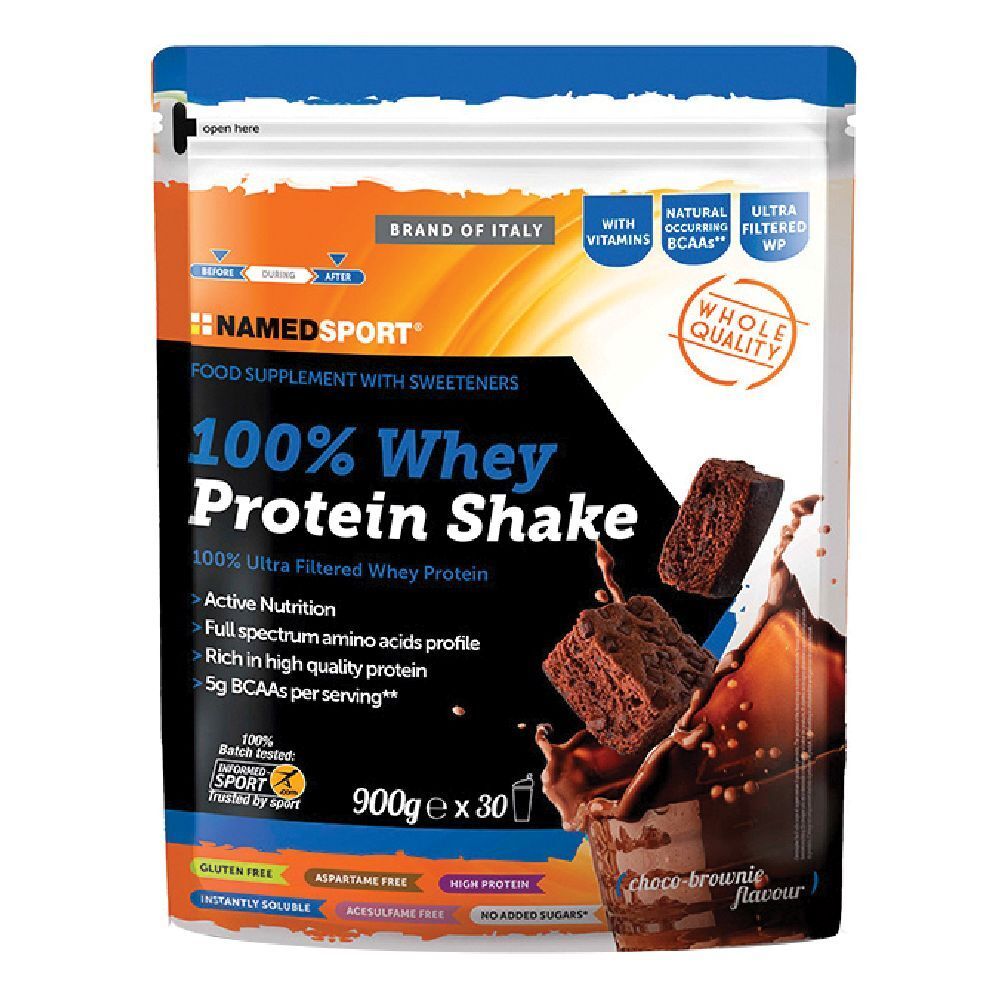 NAMEDSPORT® 100% Whey Protein Shake Choco-Brownie Flavour 900 g Polver
