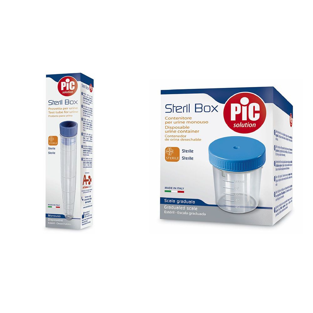 Pic Solution Steril Box Provetta per Urine + Contenitore Monouso 1 pz