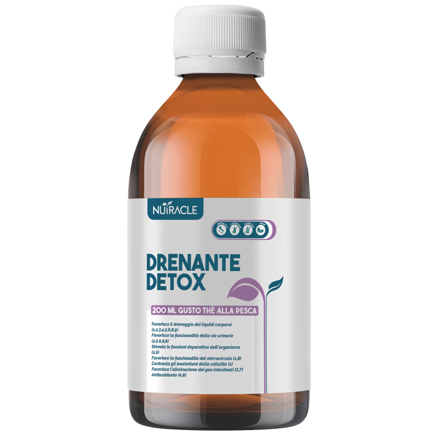 Nutracle Drenante Detox 200 ml Thè alla pesca Liquido