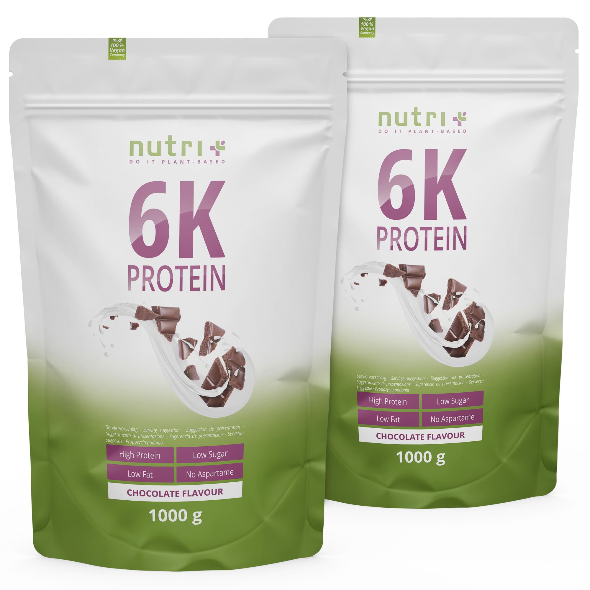 Nutri+ 6K Polvere di Proteine 2kg - Frullato Proteico senza Whey 2000