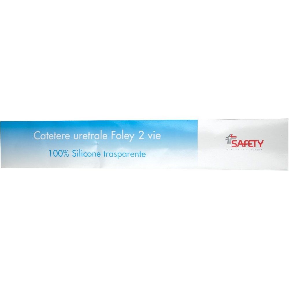 Safety Foley Catetere Uretrale 2 vie CH 16 100 % Silicone trasparente