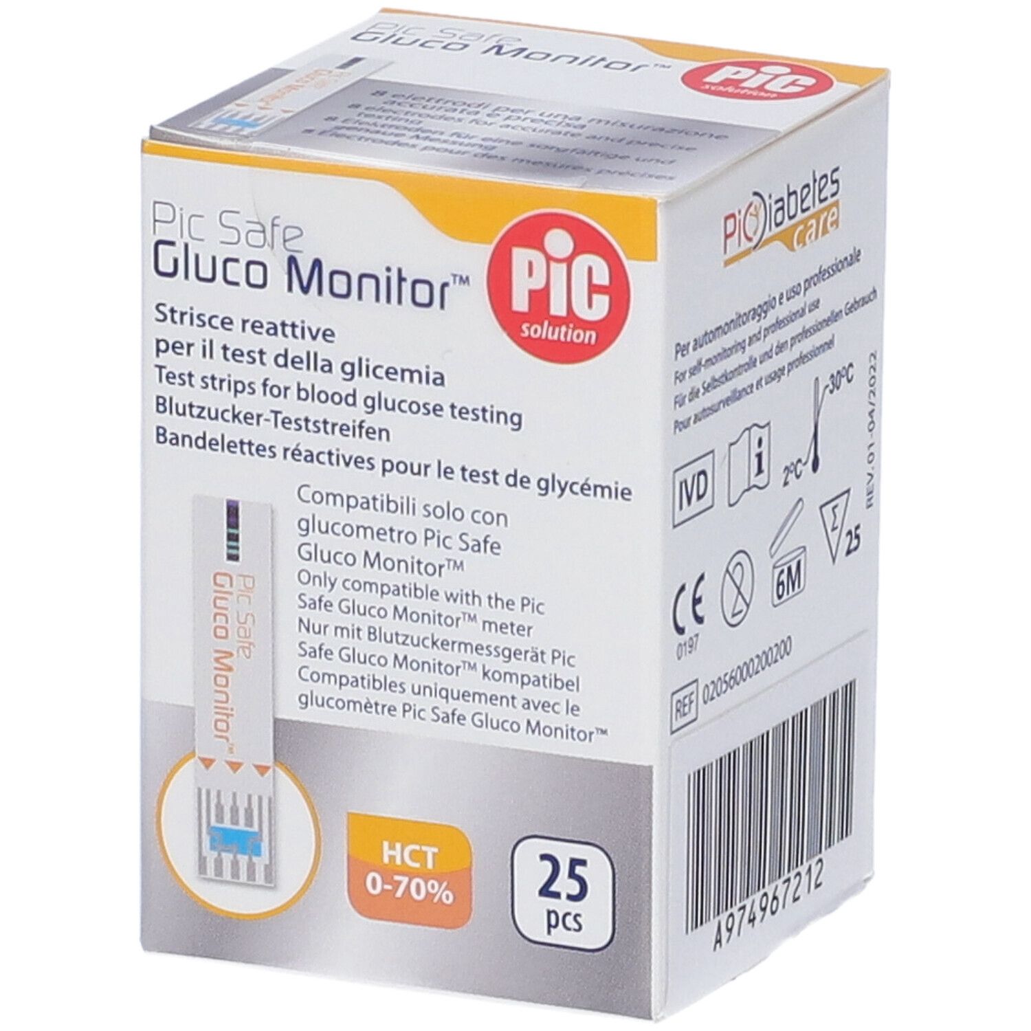 PIC Strisce Test Glicemia per Pic Safe Gluco Monitor 25 Pezzi pz reatt