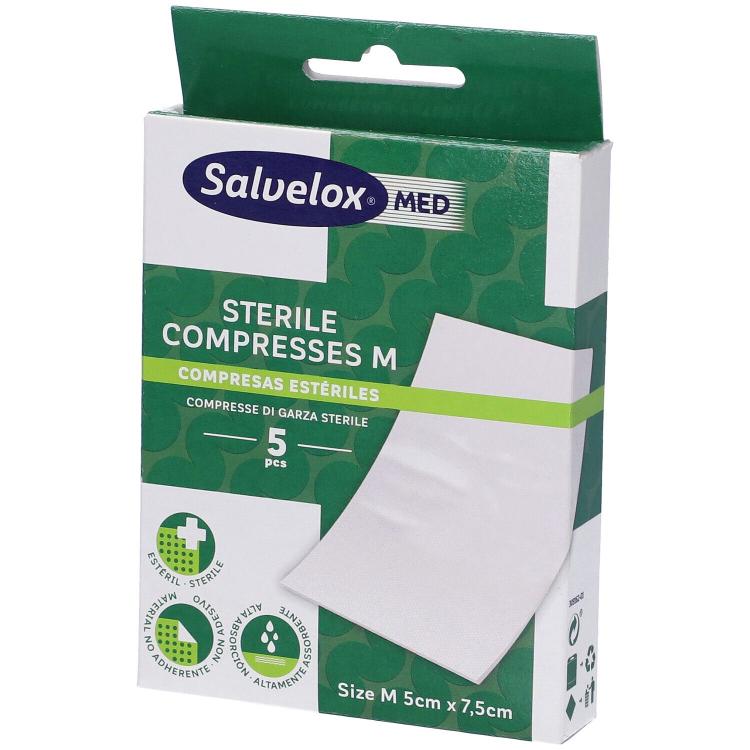 Salvelox Med Compresse di Garza Sterile M 5cm x 7,5cm 5 pz