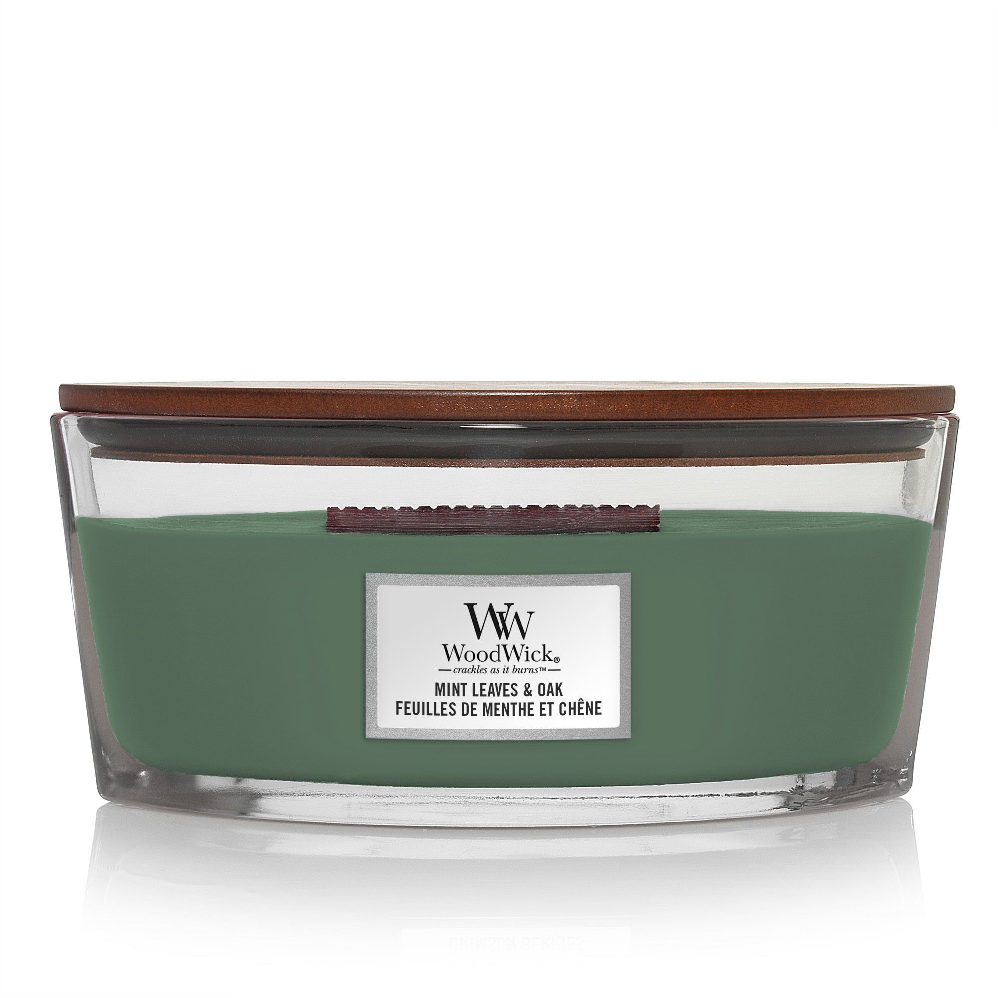 WoodWick - Candele Ellipse Foglie di menta e quercia 1 St