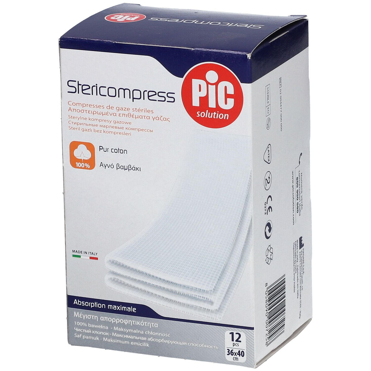 Pic Solution Stericompress 36 cm x 40 12 pz Compresse