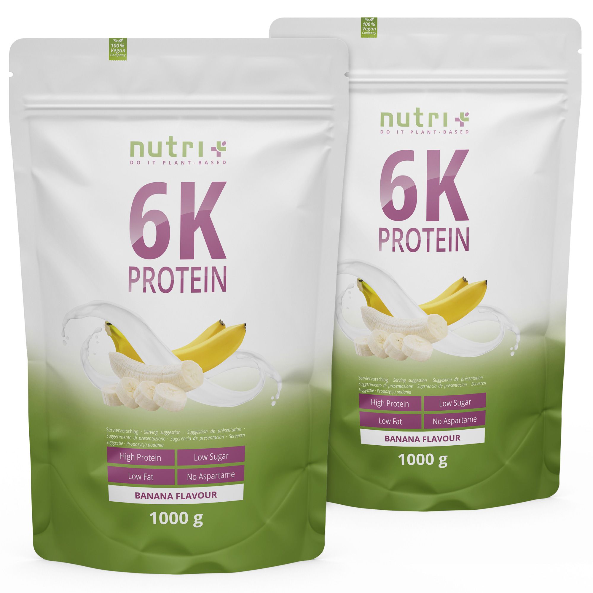 Nutri+ 6K Polvere di Proteine 2kg - Frullato Proteico senza Whey 2000