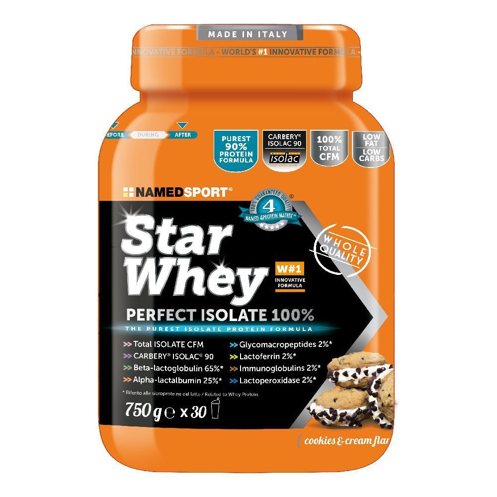 NAMEDSPORT® Star Whey Isolate Cookies & Cream 750 g Polvere per soluzi