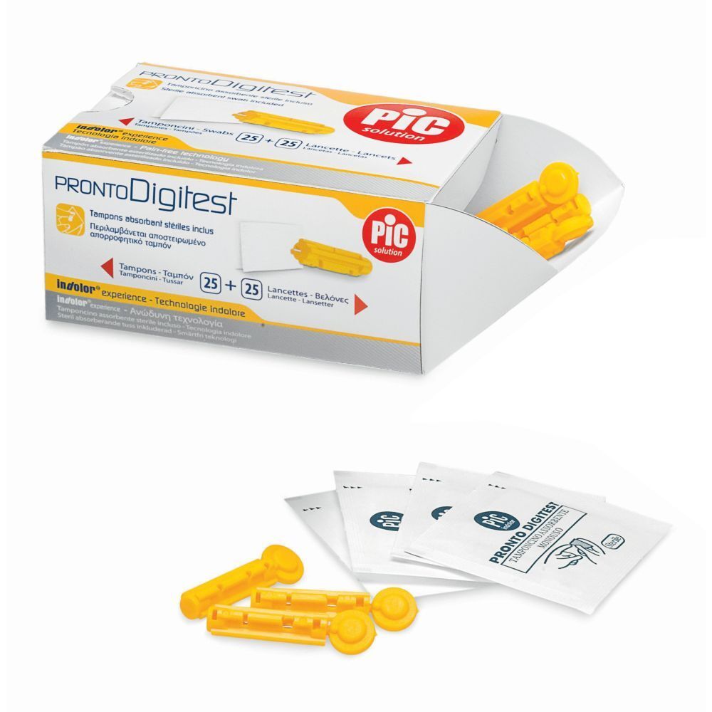 Pic Solution Pronto Digitest 25 Tamponcini + Lancette 30G pz