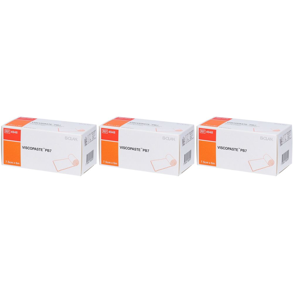 Viscopaste PB7 Bendaggio all'Ossido di Zinco 7,5 cm x 6 m Set da 3 3x1